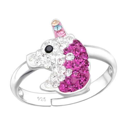 Monkimau Einhorn Kinder Ring 925 Silber - Größe 2,5 | Hypoallergen Kinderohrringe | Mädchen Schmuck Geschenk Geschenkidee von MONKIMAU