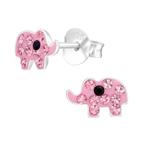 Monkimau Elefant Kinder Ohrringe | mit Kristallen 925 Silber | Mädchen Ohrstecker Schmuck | Hypoallergen & Nickelfrei | Kinderohrringe Geschenkidee von MONKIMAU