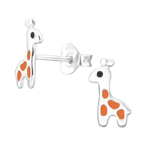 Monkimau Giraffe Kinder Ohrringe | 925 Silber | Mädchen Ohrstecker Schmuck | Hypoallergen & Nickelfrei | Kinderohrringe Geschenkidee von MONKIMAU