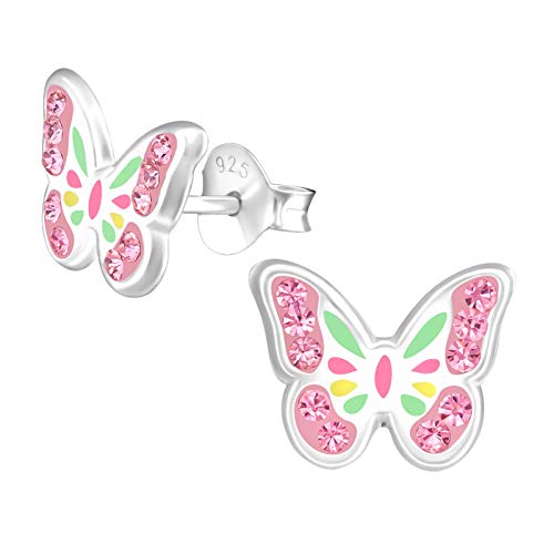Monkimau Kinderohrringe Schmetterling Ohrstecker aus 925 Sterling Silver echt Silber mit Zirkonia von MONKIMAU