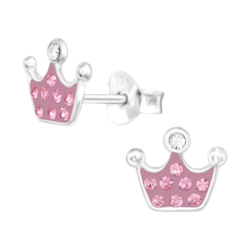 Monkimau Krone Kinder Ohrringe | mit Kristallen 925 Silber | Mädchen Ohrstecker Schmuck | Hypoallergen & Nickelfrei | Kinderohrringe Geschenkidee von MONKIMAU