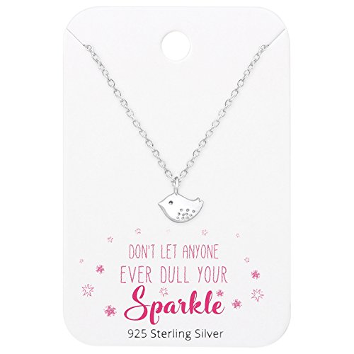 Monkimau Mädchen Halskette Vogel Anhänger aus 925 Sterling Silver echt Silber mit 45cm Kette von MONKIMAU