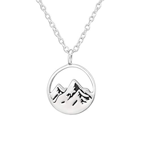 Monkimau Mädchen Kette Berg Panorama Anhänger aus 925 Sterling Silver echt Silber mit 45cm von MONKIMAU