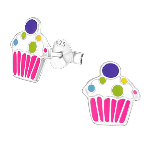 Monkimau Mädchen Ohrringe Cupcake Kuchen Ohrstecker aus 925 Sterling Silver Silber von MONKIMAU