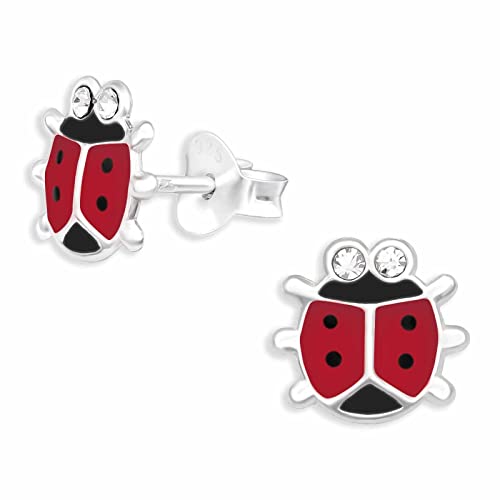 Monkimau Marienkäfer Ohrstecker Ohrringe aus 925 Silber Schmuck Silberohrringe Medizinisch für Kinder Mädchen Damen Frauen von MONKIMAU