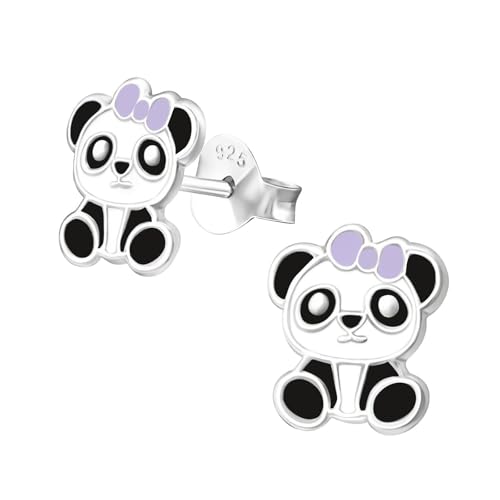 Monkimau Panda Kinder Ohrringe | 925 Silber | Mädchen Ohrstecker Schmuck | Hypoallergen & Nickelfrei | Kinderohrringe Geschenkidee von MONKIMAU