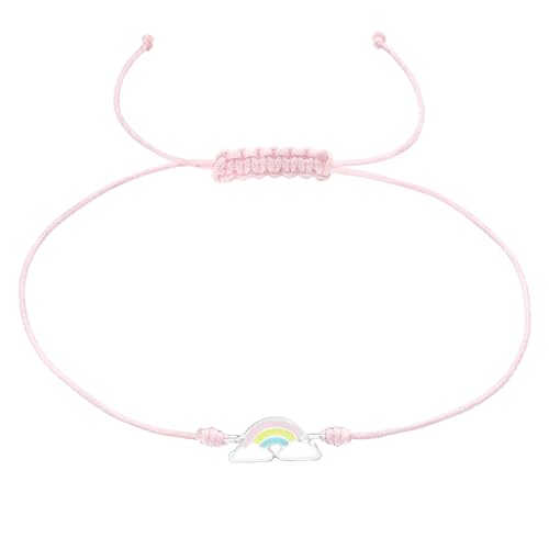 Monkimau Regenbogen Armband für Kinder | 925 Silber | für Mädchen und Jungen Armkette | Kinderschmuck Geschenk mit Charm Anhänger | Verstellbar, Sicher & Nickelfrei von MONKIMAU