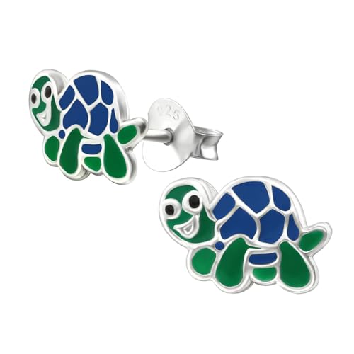 Monkimau Schildkröte Kinder Ohrringe | 925 Silber | Mädchen Ohrstecker Schmuck | Hypoallergen & Nickelfrei | Kinderohrringe Geschenkidee von MONKIMAU