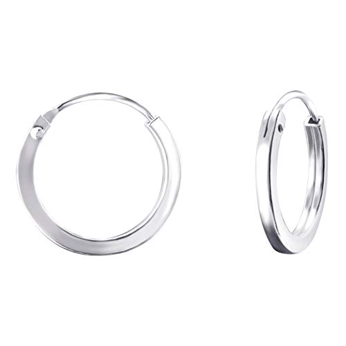 Monkimau Damen Ohrringe Creolen aus 925 Sterling Silver echt Silber mit Durchmesser 14mm von MONKIMAU