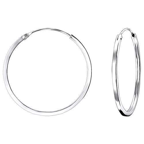 Monkimau Damen Ohrringe Creolen aus 925 Sterling Silver echt Silber mit Durchmesser 30mm von MONKIMAU