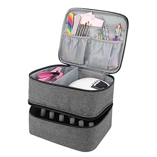 MONOJLY Nagellack-Tragetasche für 30 Flaschen, doppellagiger Nagellack-Aufbewahrungs-Organizer, Reisetasche für Maniküre-Set von MONOJLY