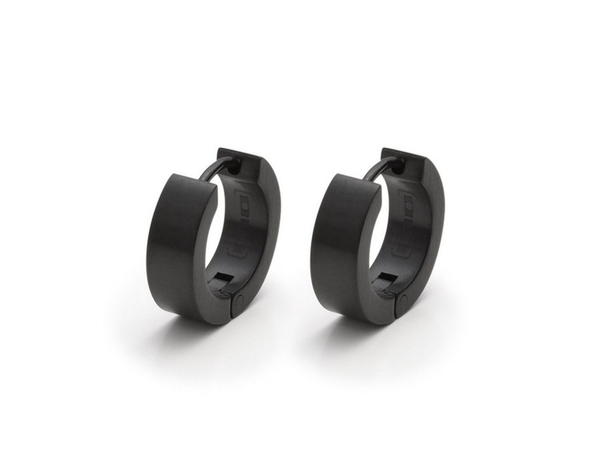 MONOMANIA Paar Creolen Monomania Klapp-Creolen Ohrringe Herren Rund Edelstahl Schwarz 30005 von MONOMANIA