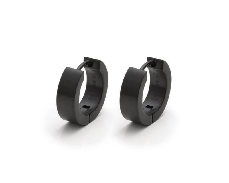 MONOMANIA Paar Creolen Monomania Klapp-Creolen Ohrringe Herren Rund Edelstahl Schwarz 30005 von MONOMANIA