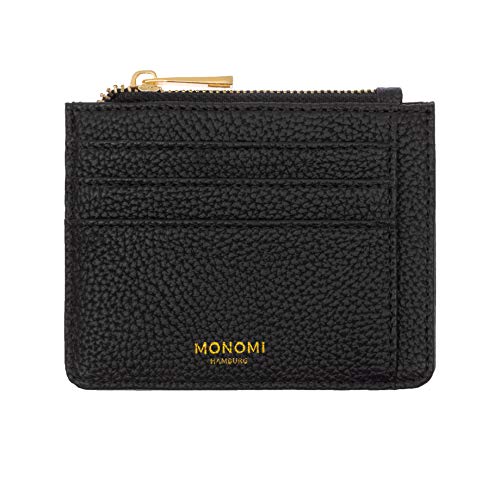 MONOMI Kartenetui aus Kunstleder mit Münzfach und RFID-Schutz und Geschenkbox 5 Fächer (Schwarz) von MONOMI