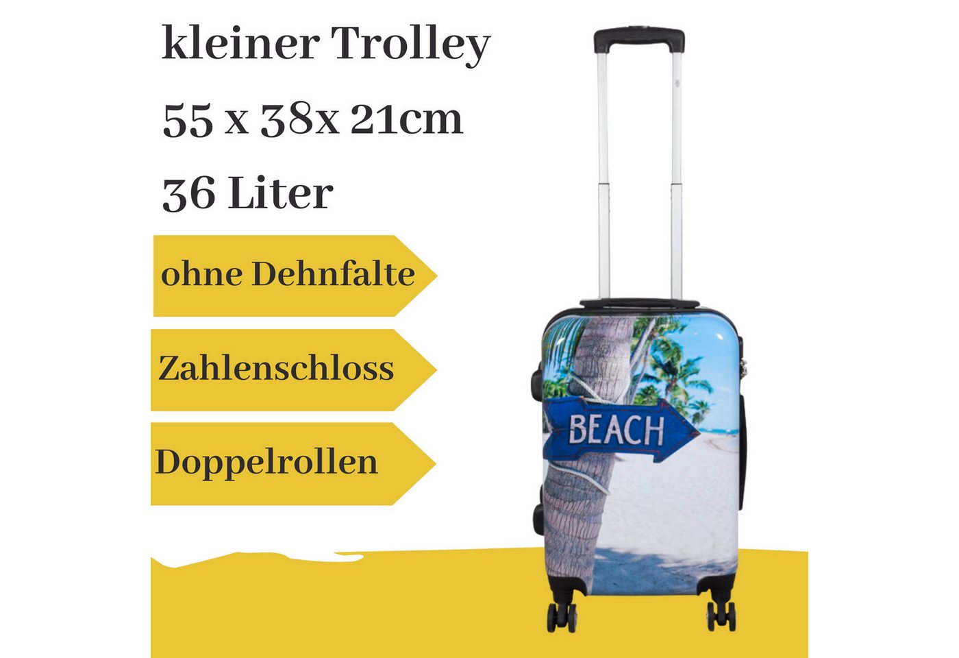 MONOPOL® Hartschalen-Trolley Motivkoffer 'Beach' S von MONOPOL®