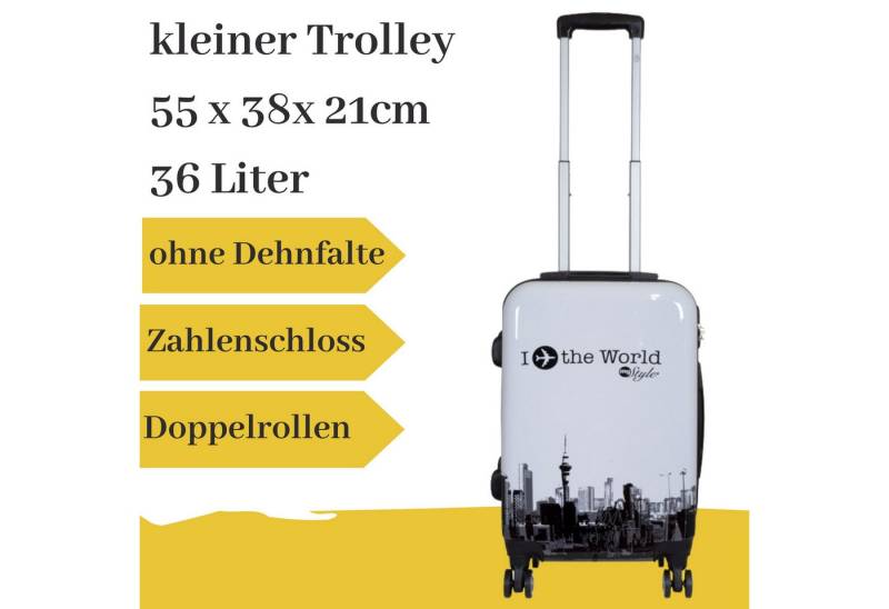 MONOPOL® Hartschalen-Trolley Motivkoffer 'Fly the World' weiß S von MONOPOL®