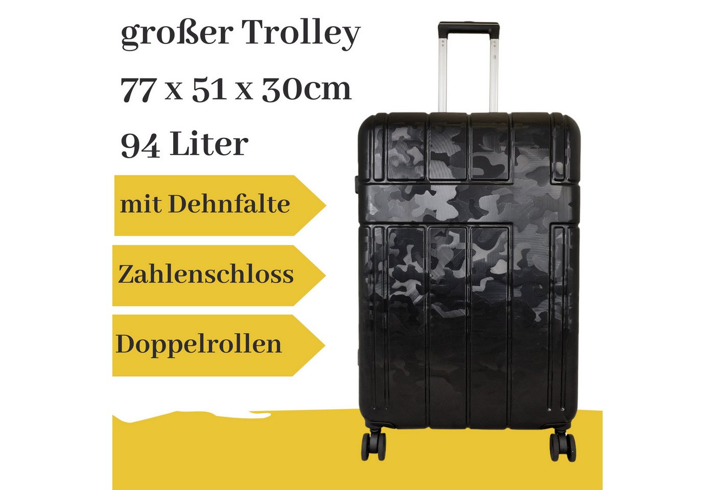 MONOPOL® Hartschalen-Trolley großer Hartschalentrolley Camouflage schwarz von MONOPOL®
