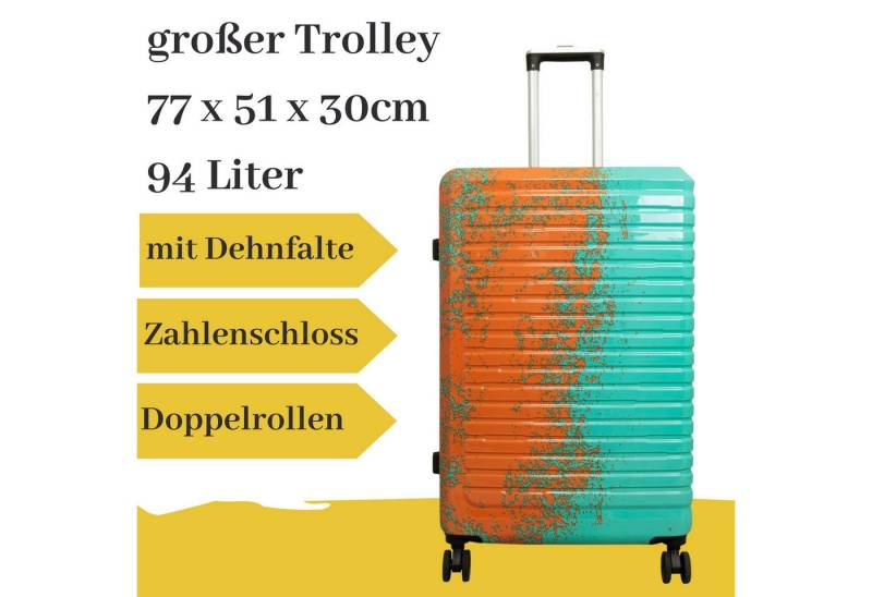 MONOPOL® Hartschalen-Trolley großer Hartschalentrolley Sierra türkis orange von MONOPOL®