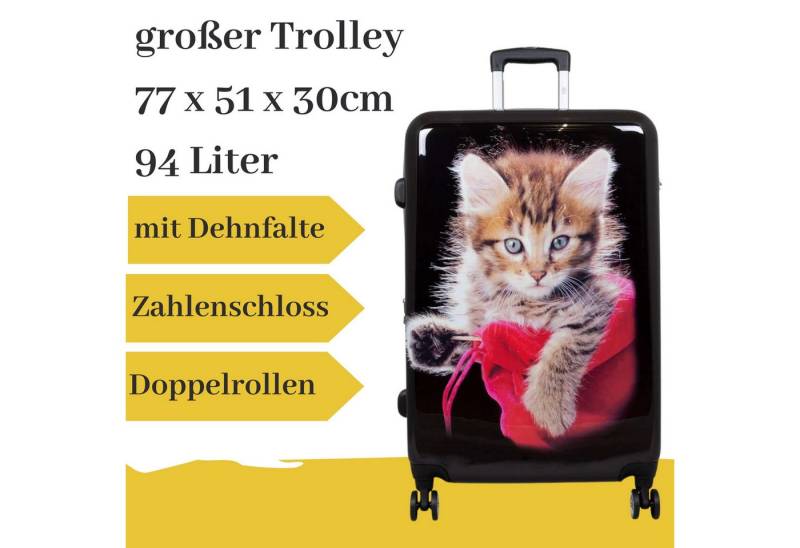 MONOPOL® Hartschalen-Trolley großer Hartschalentrolley mit Katze schwarz, 94 Liter von MONOPOL®