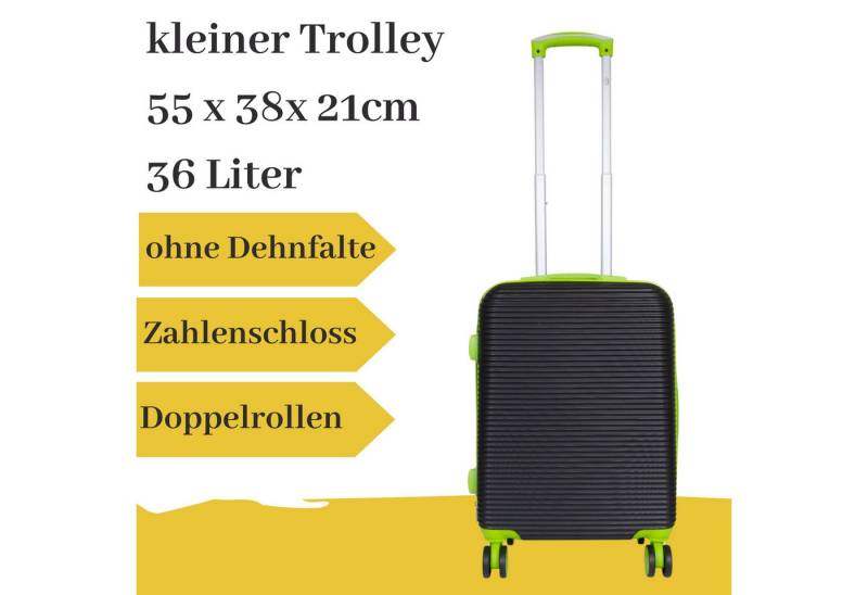 MONOPOL® Hartschalen-Trolley kleiner ABS Hartschalentrolley Santorin schwarz grün von MONOPOL®