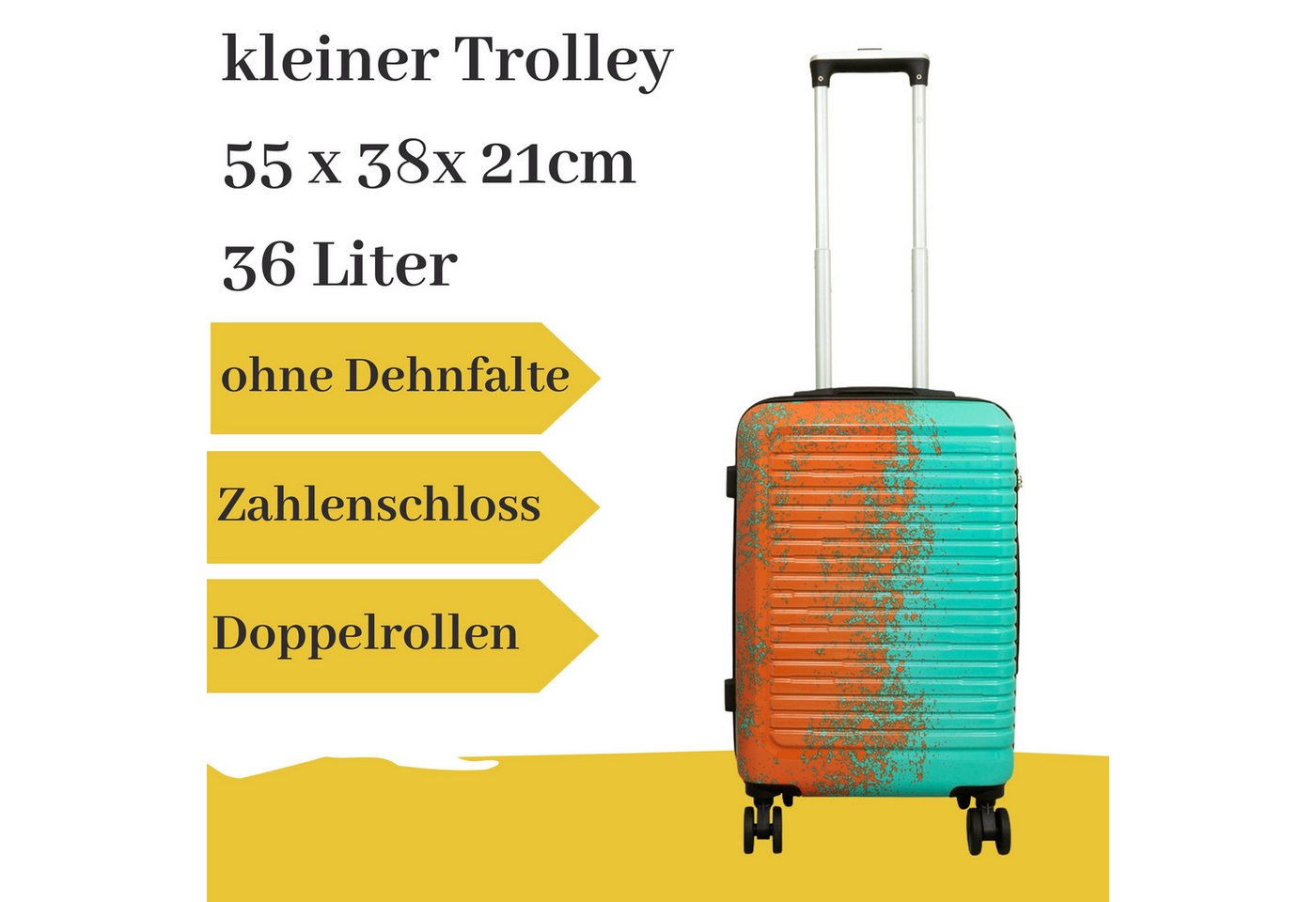 MONOPOL® Hartschalen-Trolley kleiner Hartschalentrolley Sierra türkis orange von MONOPOL®