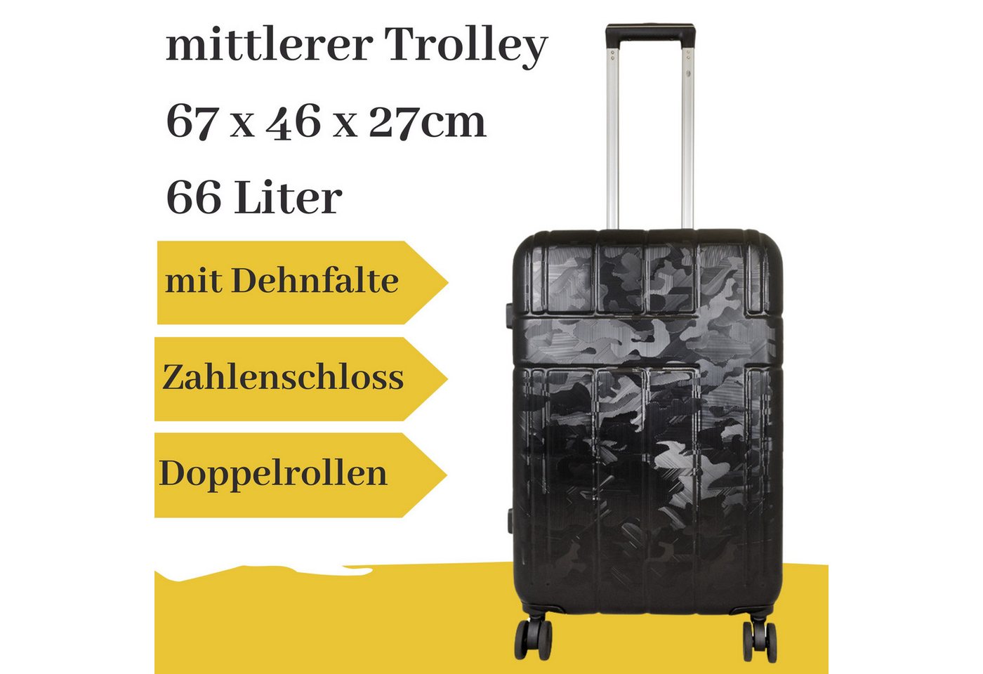 MONOPOL® Hartschalen-Trolley mittlerer Hartschalentrolley Camouflage schwarz von MONOPOL®