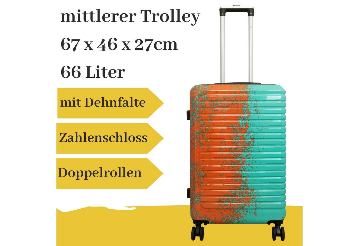 MONOPOL® Hartschalen-Trolley mittlerer Hartschalentrolley Sierra türkis orange von MONOPOL®