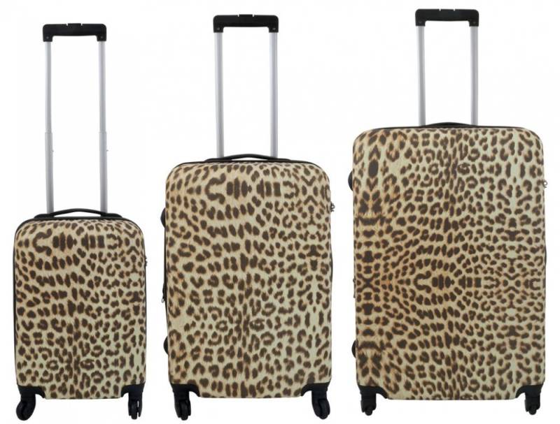 MONOPOL® Kofferset Kofferset 3 tlg. Trolleyset Reisekoffer ABS - Hartschale LEOPARD von MONOPOL®