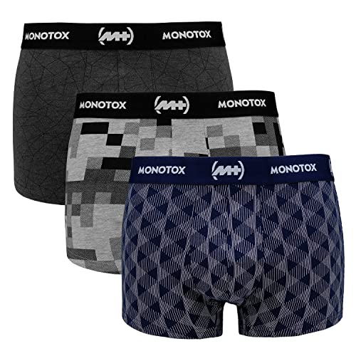 MONOTOX Herren Basics Baumwolle Unterhosen Retroshorts Boxershorts Brief 3er-Pack Männlich Atmungsaktive von MONOTOX