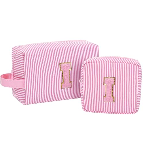 MONSTINA Make-up-Tasche für Damen – personalisierte Initiale niedliche Make-up-Tasche, Rosa I, Personalisierte Initiale Nadelstreifen I MONSTINA Make-up-Tasche für Damen – personalisierte Initiale niedliche Make-up-Tasche, Rosa I, Personalisierte Initiale Nadelstreifen I von MONSTINA
