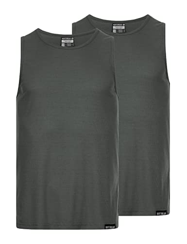 MONT EMILIAN Ajaccio Herren 2er-Pack Unterhemd aus elastischem Feinripp-Material, leicht und atmungsaktiv. Größe S bis XXL, in Schwarz, Grau und Weiß (as3, Alpha, l, Regular, Regular, Grau) von MONT EMILIAN