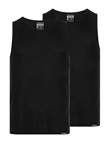 MONT EMILIAN Ajaccio Herren 2er-Pack Unterhemd aus elastischem Feinripp-Material, leicht und atmungsaktiv. Größe S bis XXL, in Schwarz, Grau und Weiß (as3, Alpha, m, Regular, Regular, Schwarz) von MONT EMILIAN