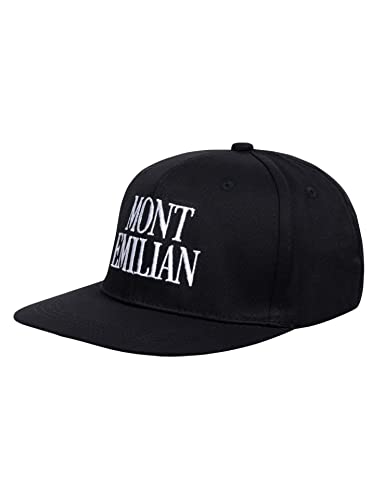 MONT EMILIAN Dijon Snapback größenverstellbare Kappe aus Baumwolle für Damen und Herren, mit breitem, geradem Schild, gestickten Eyelets und Buckram Verstärkung, im 6-Panel-Design (schwarz) von MONT EMILIAN