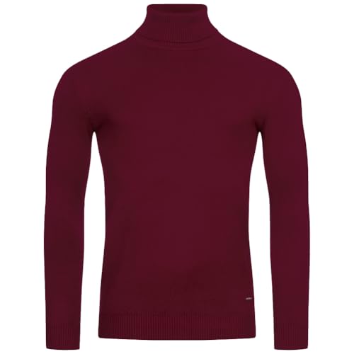 MONT EMILIAN Le Mans Herren Rollkragenpullover Strickpullover, modischer Herrenpullover (DE/NL/SE/PL, Alphanumerisch, 3XL, Regular, Regular, Weinrot) von MONT EMILIAN