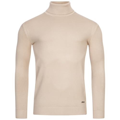 MONT EMILIAN Le Mans Herren Rollkragenpullover Strickpullover, modischer Herrenpullover (DE/NL/SE/PL, Alphanumerisch, L, Regular, Regular, Beige) von MONT EMILIAN