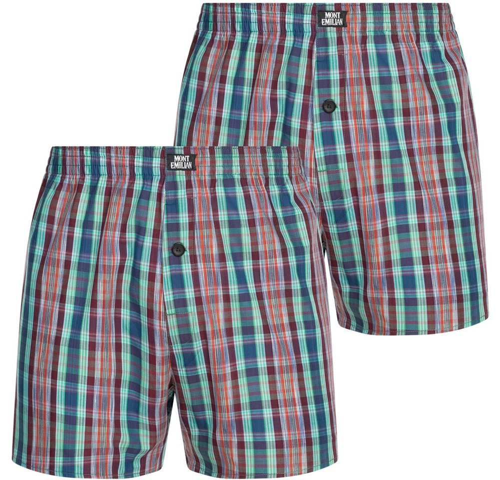 MONT EMILIAN Retro Boxer MONT EMILIAN Herren American Boxershorts 2er-Pack (Set besteht aus zwei American Boxershorts) American Style, im klassischen Karodesign von MONT EMILIAN
