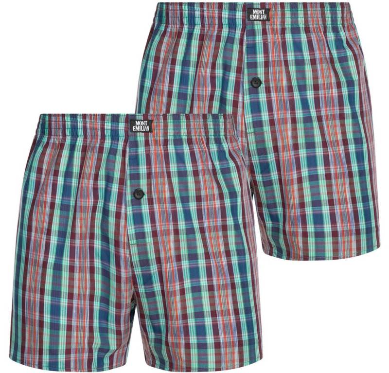 MONT EMILIAN Retro Boxer MONT EMILIAN Herren American Boxershorts 2er-Pack (Set besteht aus zwei American Boxershorts) American Style, im klassischen Karodesign von MONT EMILIAN