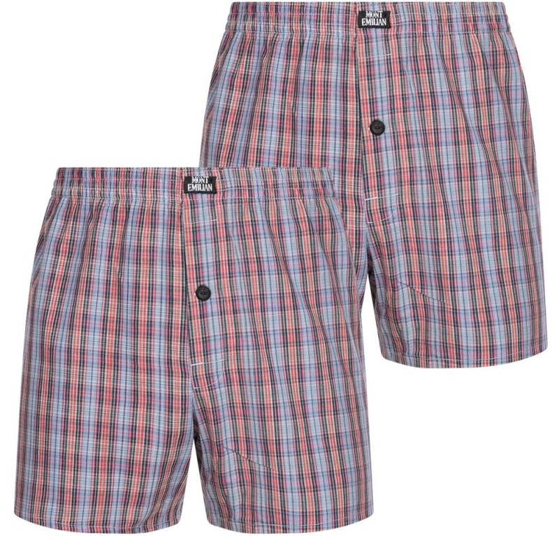 MONT EMILIAN Retro Boxer MONT EMILIAN Herren American Boxershorts 2er-Pack (Set besteht aus zwei American Boxershorts) American Style, im klassischen Karodesign von MONT EMILIAN