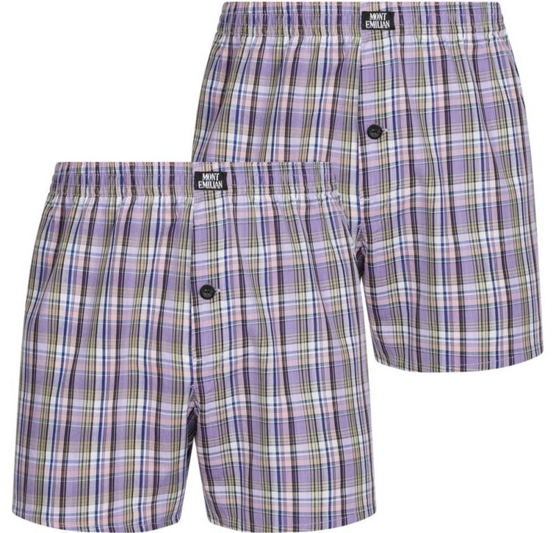 MONT EMILIAN Retro Boxer MONT EMILIAN Herren American Boxershorts 2er-Pack (Set besteht aus zwei American Boxershorts) American Style, im klassischen Karodesign von MONT EMILIAN