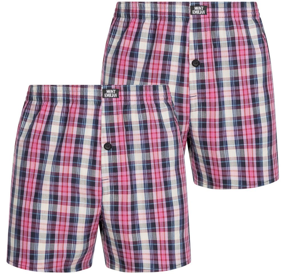 MONT EMILIAN Retro Boxer MONT EMILIAN Herren American Boxershorts 2er-Pack (Set besteht aus zwei American Boxershorts) American Style, im klassischen Karodesign von MONT EMILIAN