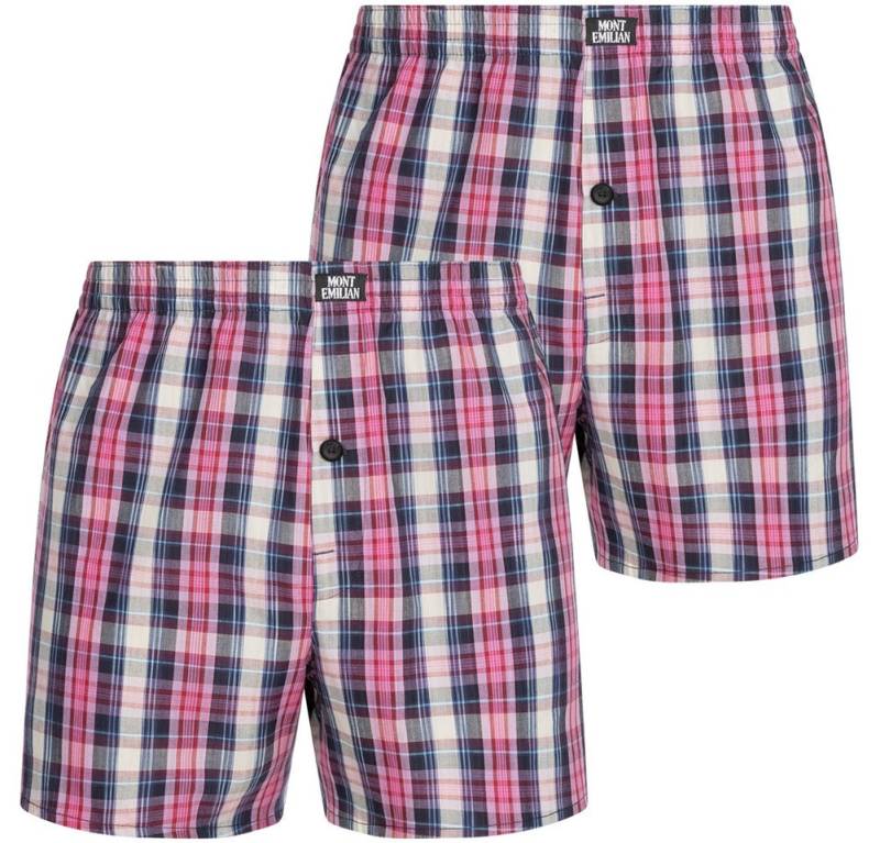MONT EMILIAN Retro Boxer MONT EMILIAN Herren American Boxershorts 2er-Pack (Set besteht aus zwei American Boxershorts) American Style, im klassischen Karodesign von MONT EMILIAN