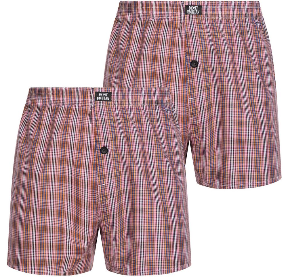 MONT EMILIAN Retro Boxer MONT EMILIAN Herren American Boxershorts 2er-Pack (Set besteht aus zwei American Boxershorts) American Style, im klassischen Karodesign von MONT EMILIAN