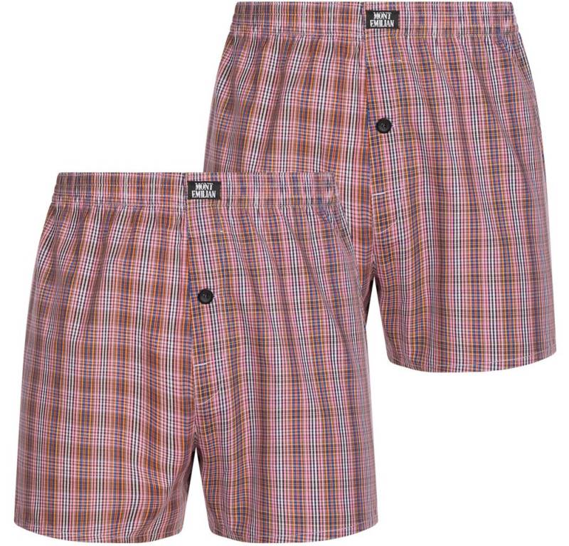 MONT EMILIAN Retro Boxer MONT EMILIAN Herren American Boxershorts 2er-Pack (Set besteht aus zwei American Boxershorts) American Style, im klassischen Karodesign von MONT EMILIAN