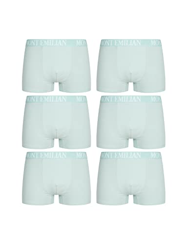 MONT EMILIAN Rouen Herren Boxershorts Set Unterhöse 6er-Pack aus atmungsaktiver Baumwollmischung, elastischer Bund mit Logo (as3, Alpha, m, Regular, Regular, Blau) von MONT EMILIAN