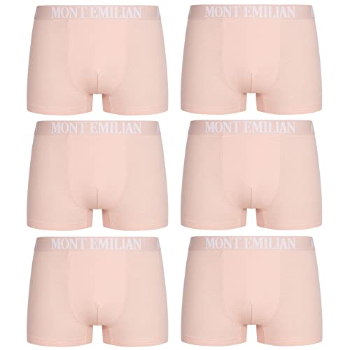 MONT EMILIAN Rouen Herren Boxershorts Set Unterhöse 6er-Pack aus atmungsaktiver Baumwollmischung, elastischer Bund mit Logo (as3, Alpha, s, Regular, Regular, Rosa) von MONT EMILIAN