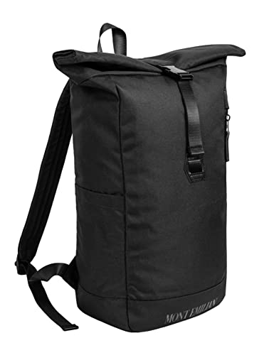 MONT EMILIAN Rucksack für Damen und Herren, als Rolltop oder mit Klappdeckel. Daypack für Freizeit, Alltag, Uni oder Ausflüge. 17, 24 oder 29,5 Liter (Calais Schwarz) von MONT EMILIAN