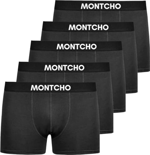 MONTCHO Boxershorts Herren 5er Pack - Bio Baumwolle Unterhosen Retroshorts Männer Trunks Herren Unterwäsche Komfort - Farbe: 5X Anthrazit, Größe: L von MONTCHO