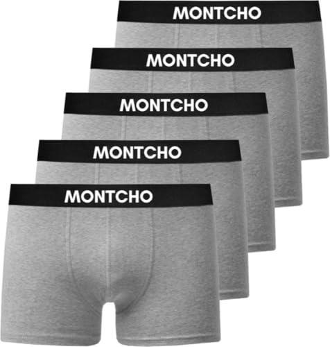 MONTCHO Boxershorts Herren 5er Pack - Bio Baumwolle Unterhosen Retroshorts Männer Trunks Herren Unterwäsche Komfort - Farbe: 5X Grau, Größe: XL von MONTCHO