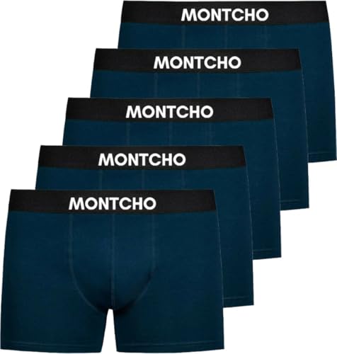 MONTCHO Boxershorts Herren 5er Pack - Bio Baumwolle Unterhosen Retroshorts Männer Trunks Herren Unterwäsche Komfort - Farbe: 5X Marineblau, Größe: M von MONTCHO