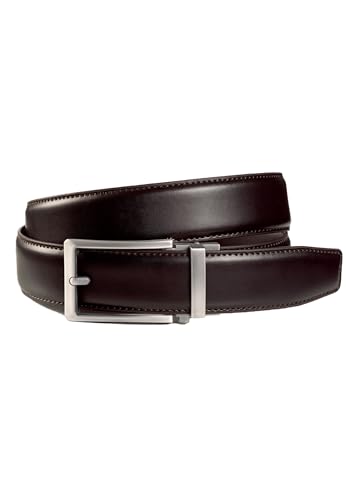 MONTI Herren Ledergürtel Echtleder STANFORD 3,5cm breit, Automatikschließe Stufenlos - brown uni - Größe 95 von MONTI